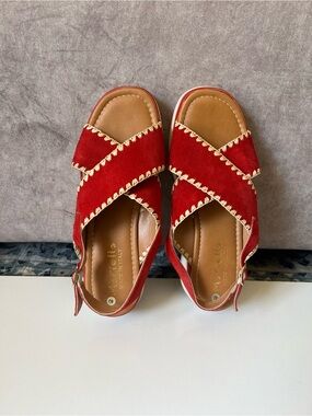 MARIELLA Red Suede Cross-Strap platform